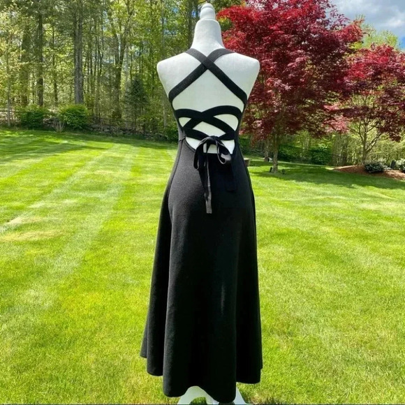NWT Free People Dreamer Strappy Midi Dress Criss Cross Halter knit in Black - Picture 1 of 15